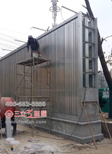 云南省开远市大理石宣传栏落地三面翻广告牌案例图片