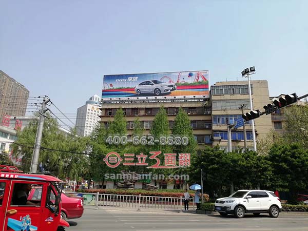 宁夏回族自治区银川市楼顶三面翻钢架广告牌案例图片