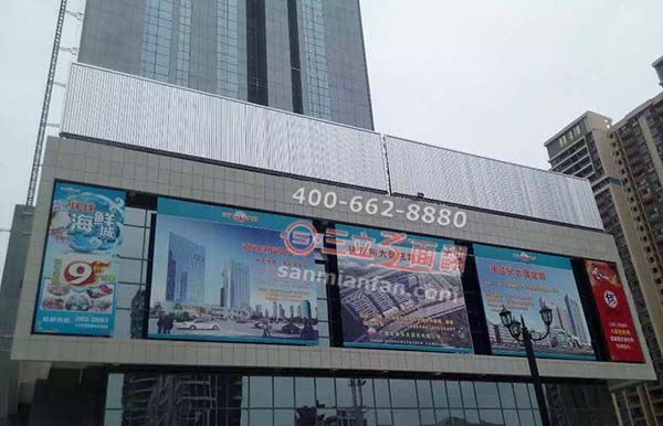 山东日照市莒县裙楼顶三面翻钢结构广告牌案例图片